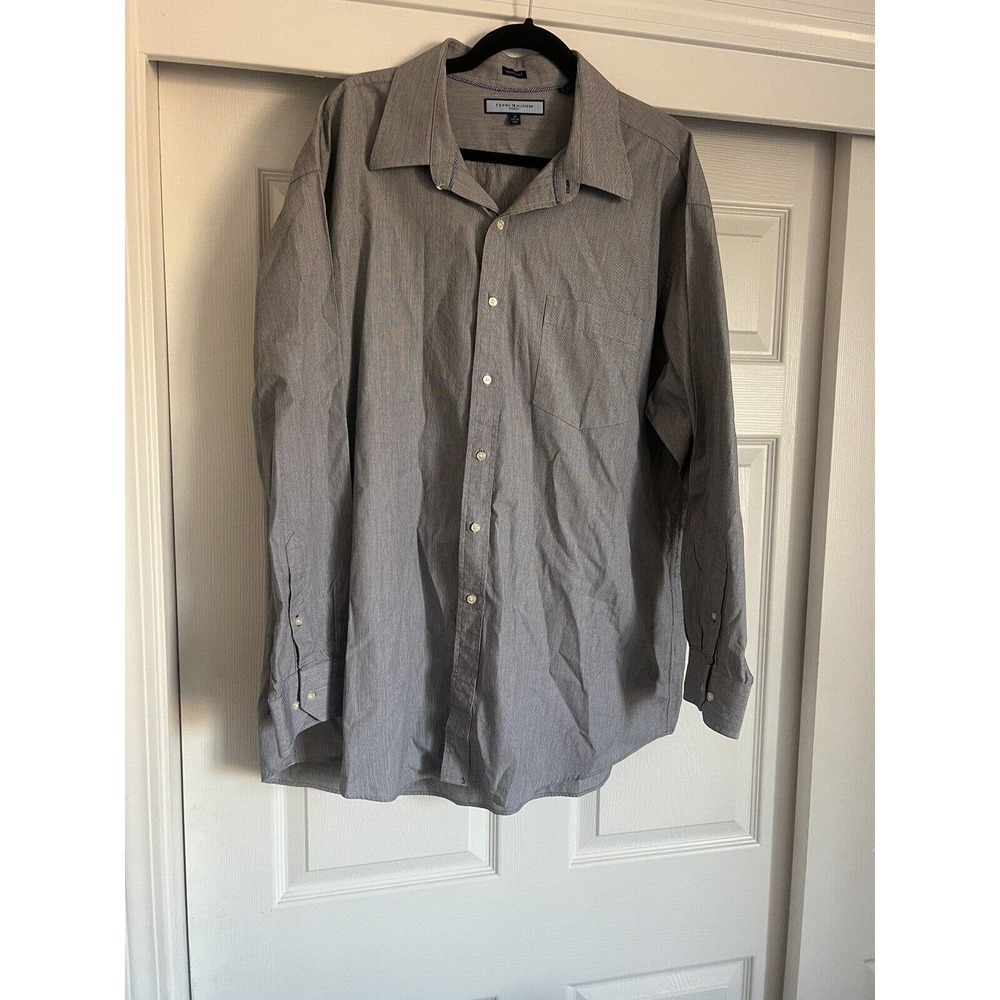 Tommy Hilfiger Mens Size XXL (18) Button Up Shirt Blue Long Sleeve Cotton Reg